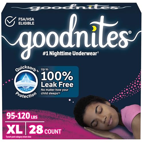Goodnites Girls' Nighttime Bedwetting Underwear, Size Extra...