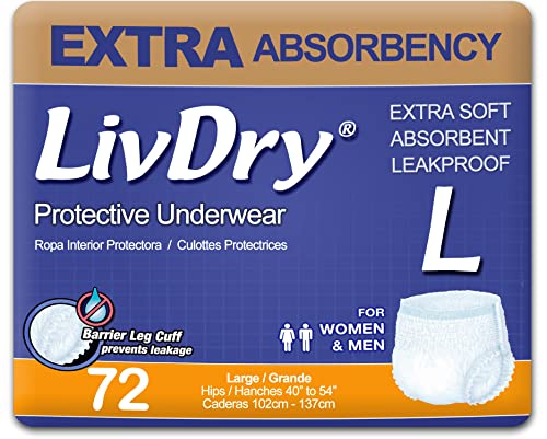 LivDry Adult Incontinence Underwear, Extra Absorbency Adult...