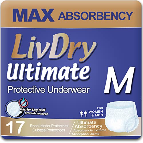 LivDry Ultimate Adult Incontinence Underwear, Max Absorbent...
