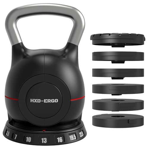 HXD-ERGO 7-in-1 Adjustable Kettlebell, Quick-Adjust...
