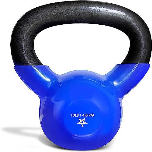Yes4All Kettlebell, 10 lb Vinyl Coated Cast Iron Strength...