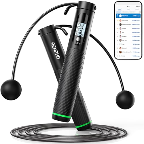 RENPHO Smart Skipping Rope with Counter, Adjustable Jump...