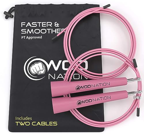 WOD Nation Speed Jump Rope Exercise Equipment - Pink,...