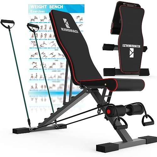 KINGMAZI Adjustable Weight Bench, Exercise Workout Bench...