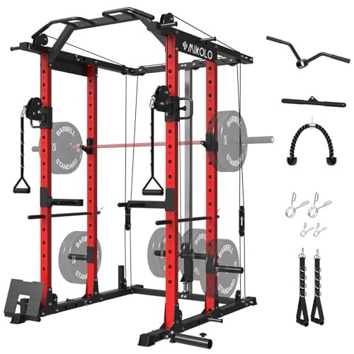Mikolo Power Cage Power Rack with Cable Crossover System,...