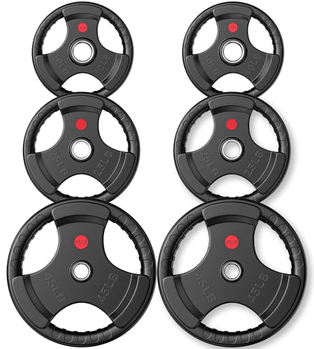 GIKPAL Rubber Weight Plates, 2-inch Olympic Grip Plate for...