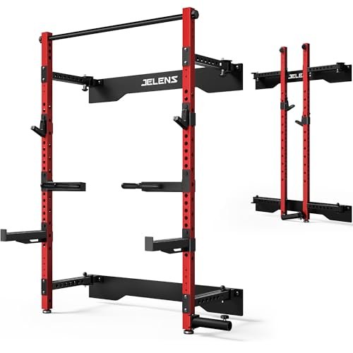 JELENS Folding Squat Rack, Wall Mounted Power Rack for...
