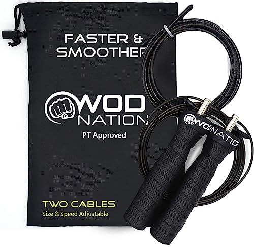 WOD Nation Jump Rope - Black Alloy Steel Handles -...