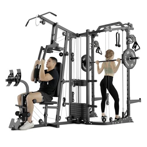 GMWD SmithΔ Machine Power Cage, Multi-Function Home Gym...
