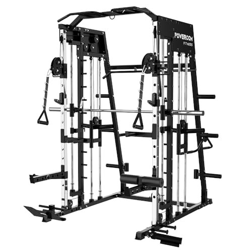 Power Cage 2300lbs Smith Machine Squat Rack with LAT-Pull...