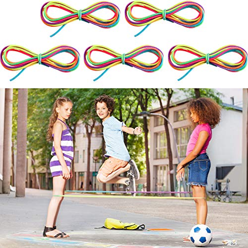 Gejoy 5 Pieces Chinese Jump Ropes Colorful Stretch Rope...