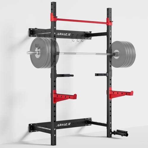 Folding Power Rack, Wall Mounted Squat Rack with Pull Up...