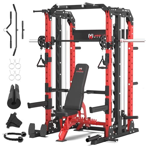 MEGASTAR Heavy-Duty Smith Machine and Weight Bench Combo -...