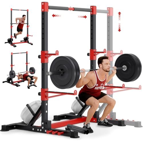YOLEO Squat Rack with Adjustable Pull-Up Bar & Extended...