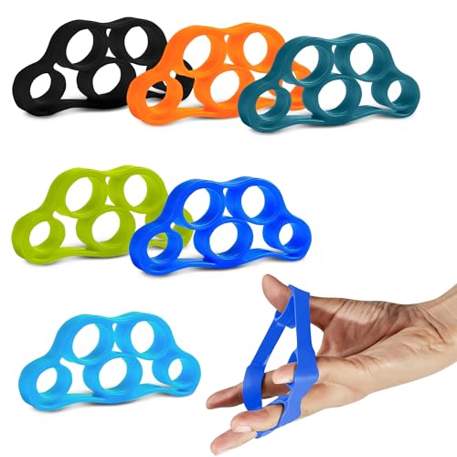 6Pcs Finger Strengthener with 3 resistance levels - Elastic...