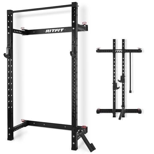 RitFit 2.36'' x 2.36'' Folding Squat Rack for Home Gym,...