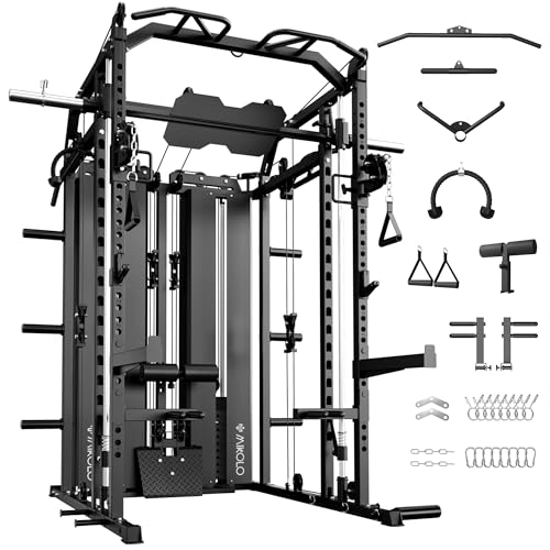 Mikolo Smith Machine with Weight Stack, Power Cage Home...