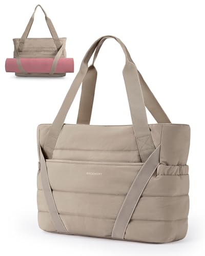 BAGSMART Tote Bag for Women with Zipper and Yoga Mat...