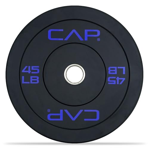 CAP Barbell Economy Olympic Bumper Plate with Blue Logo,...