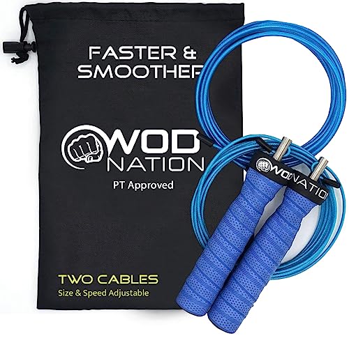 WOD Nation Adjustable Jump Rope - 11 ft, Blue -...