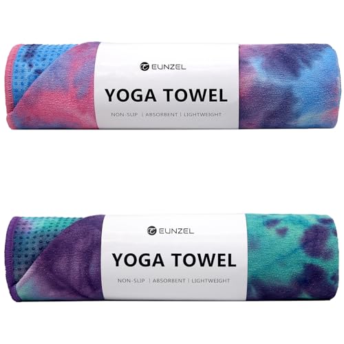 Eunzel 2 Pack Hot Yoga Towel with Grip Dot, Non...