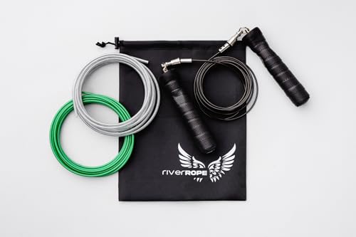 RIVERROPE Premium Jump Rope SET - Fast clip connections,...