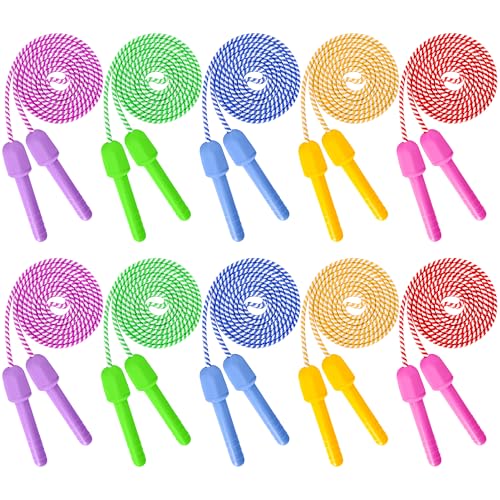 10 Pack Kids Jump Rope, Colorful Nylon Skipping Ropes for...