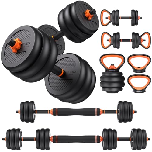 FEIERDUN Adjustable Dumbbells, 45lbs Free Weight Set with...