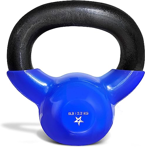 Yes4All Kettlebell, 5 lb Vinyl Coated Cast Iron Strength...