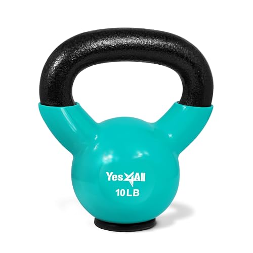 Yes4All Kettlebells Weights Cast Iron Rubber Base For Home...