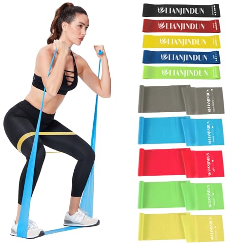 Professional 5 Pcs Long Resistance Bands and 5 Pcs Loop...