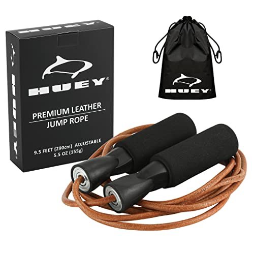 HUEY Sport Leather Jump Rope Skipping Rope for Speed...