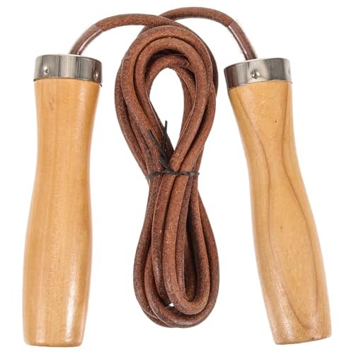 Toddmomy Wooden Handle Jump Rope Leather Skipping Rope with...