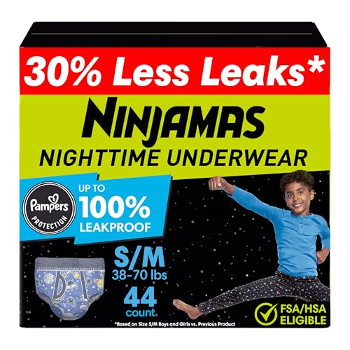 Ninjamas Boys Bedwetting Nighttime Underwear, Size S/M...