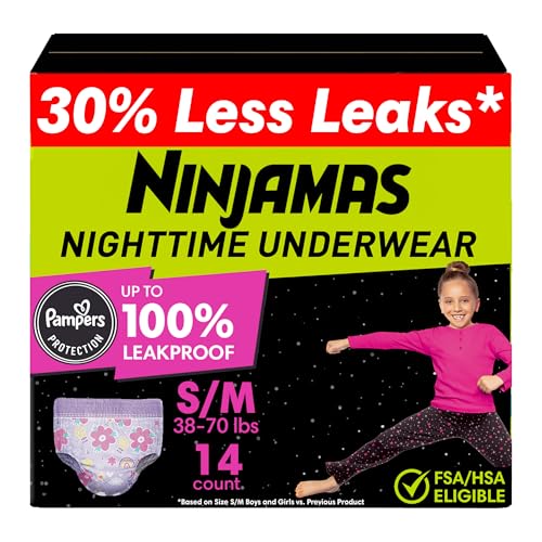 Ninjamas Girls Bedwetting Nighttime Underwear - Size S/M...