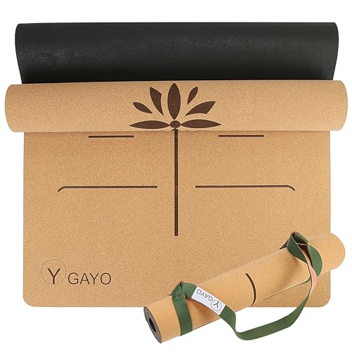 Premium Yoga Cork Mat | 5mm Thick Natural Tree Rubber...