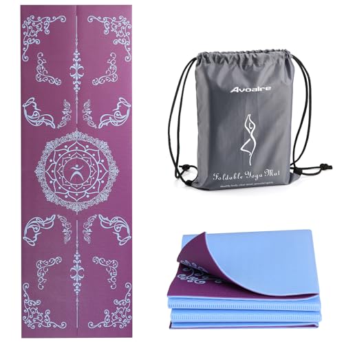 Avoalre Folding Yoga Mat, Eco-Friendly PVC Travel Yoga Mat...