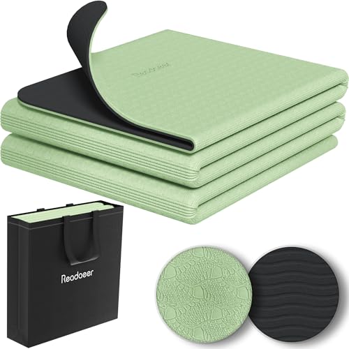 Readaeer Foldable Yoga Mat for Travel Folding Yoga Mat...