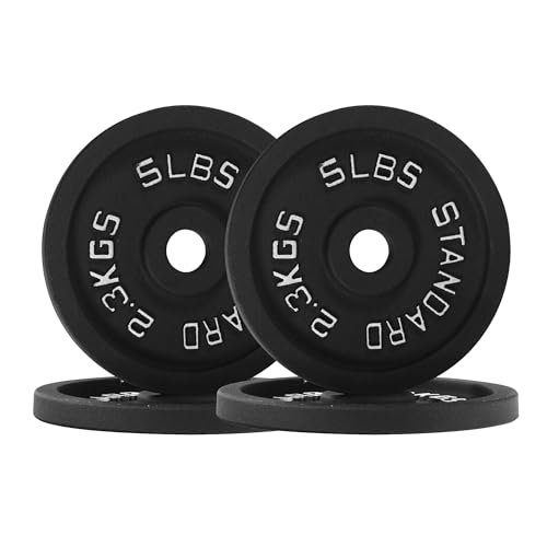 【Two Pairs 5LB】Pro-Style Cast Iron Gym Plates | 4 x...