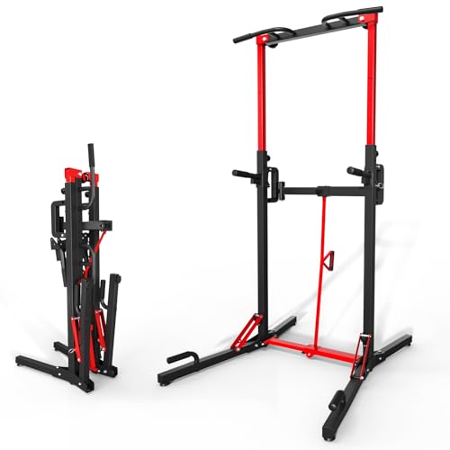 ONETWOFIT Foldable Power Tower Pull Up Bar Station,...
