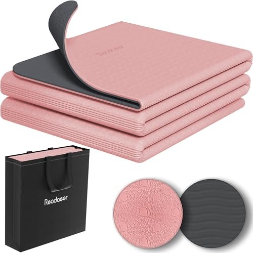 Readaeer Foldable Yoga Mat for Travel Folding Yoga Mat...
