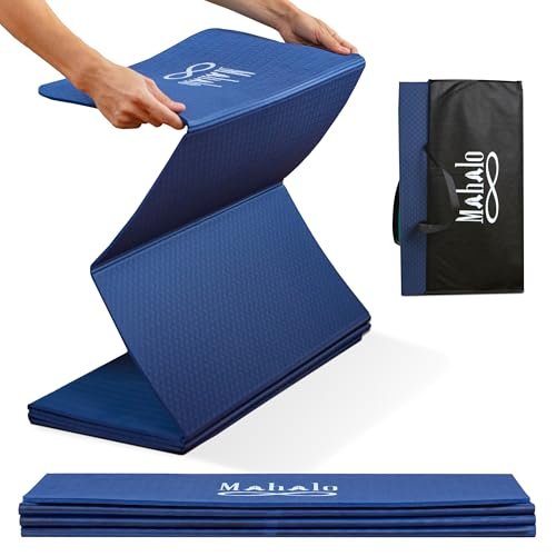 Travel Yoga Mat + Carry Bag, 6mm 7-fold Workout Mat,...
