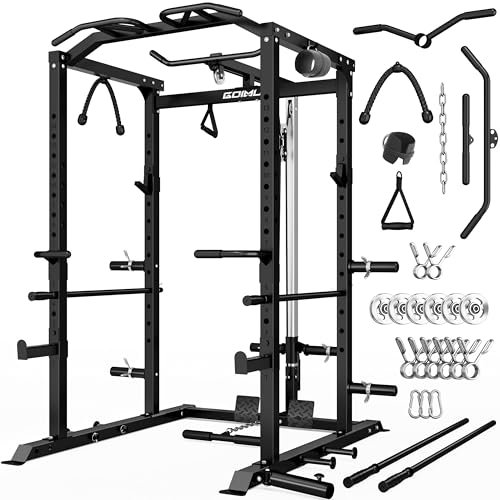 Goimu C1-V4 Power Cage, 2000LBS Squat Rack with LAT...