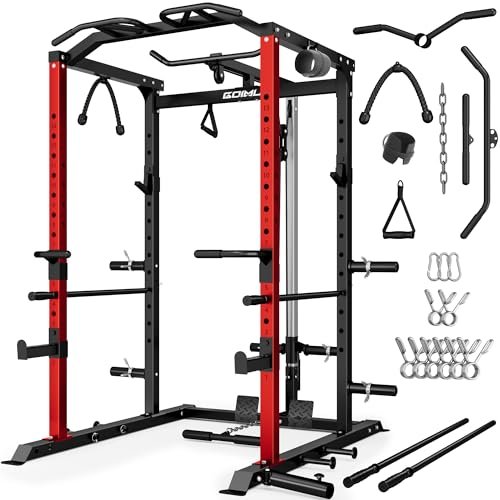 Goimu C1-V4 Power Cage, 2000LBS Squat Rack with LAT...