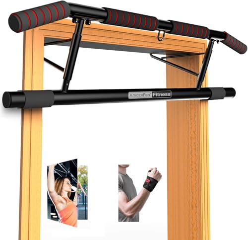 AmazeFan Pull Up Bar, Doorway Mount with Ergonomic Grip -...