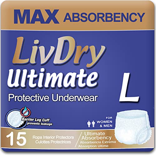 LivDry Large Ultimate Adult Incontinence Underwear, Max...
