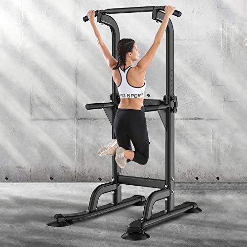 SogesPower Power Tower Dip Station Pull Up Bar for Home...