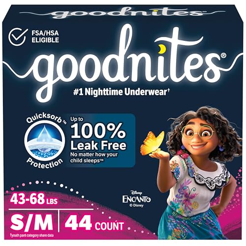 Goodnites Girls' Nighttime Bedwetting Underwear, Size S/M...