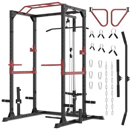 Fitness Reality XLT Squat Rack with LAT Pulldown, Landmine,...