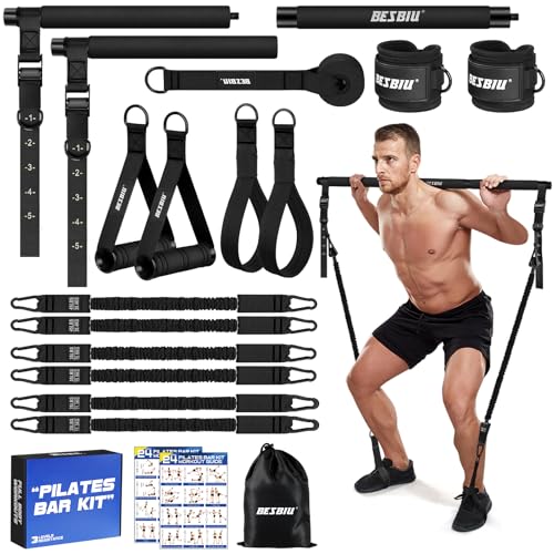 Pilates Bar Kit with Resistance Bands for Working Out,...